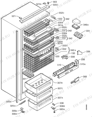 Взрыв-схема холодильника Rex FI320DA - Схема узла Housing 001